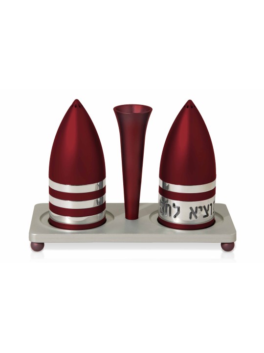 סט אלומיניום בצורת רוקט של מלח ופלפל , חנוכת בית יהודית ,